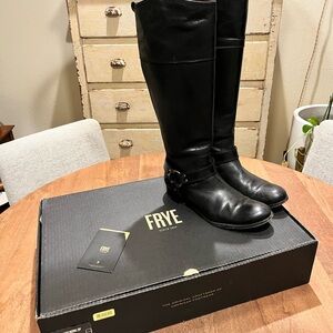 Frye - Classic Melissa Harness Black Leather Riding Boots